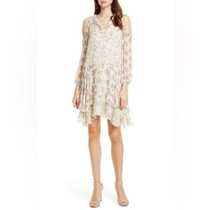 Alice + Olivia Glynda floral ruffle cold-shoulder dress